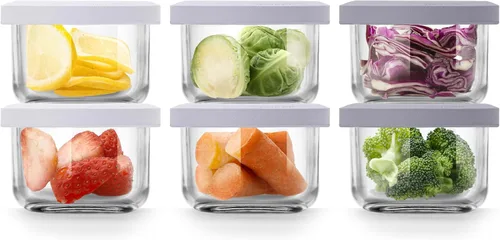 Miniatura 8 de Comotomo Recipientes de vidrio para almacenamiento de alimentos para bebés, tarros de 4 onzas con tapas de silicona, vasos herméticos