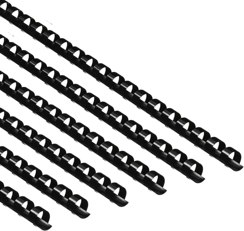 Miniatura 9 de Yunsailing Paquete de 150 peines de plástico para encuadernación de plástico, 19 anillos de encuadernación con espiral, tamaño carta, para Negro