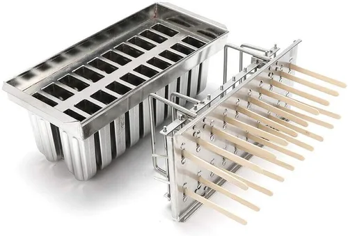 Miniatura 8 de 20 moldes para paletas, kit de soporte de moldes de paletas de hielo de acero inoxidable comercial GDAE10 con 100 palos de bambú reutilizables