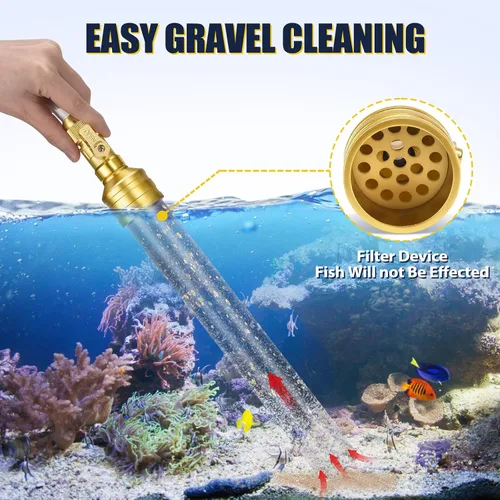 Miniatura 7 de GADFISH Aspiradora de grava para acuario, cambiador de agua, herramientas de limpieza de peceras, bomba rápida universal de sifón, cambio de agua