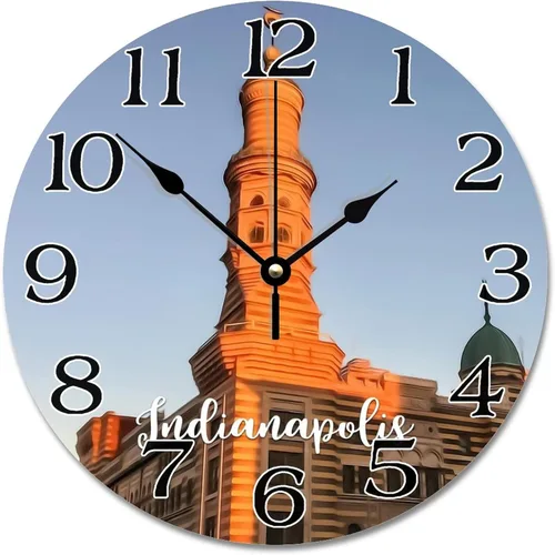 Miniatura 17 de Reloj de pared con paisaje urbano de Nueva York, Estados Unidos, reloj de pared grande de viaje, funciona con pilas, 9 pulgadas, silencioso