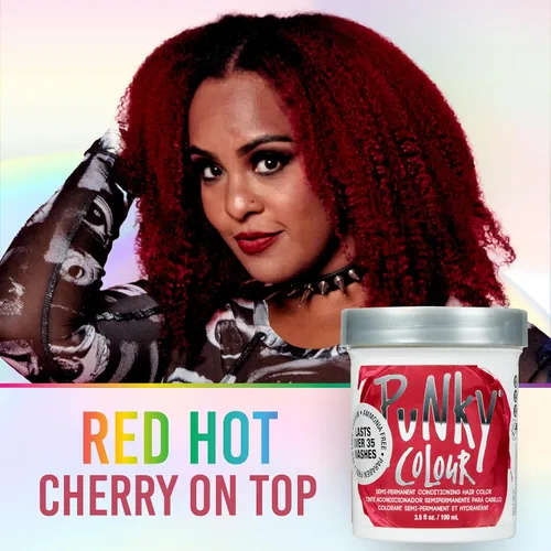 Miniatura 3 de Punky Cherry on Top Color de Cabello Semipermanente - Vegano y Libre de Crueldad, Tinte Acondicionador para Cabello, Dura Hasta 35 Lavados, 3.5 fl