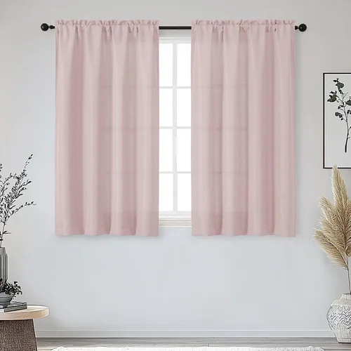 Miniatura 76 de OWENIE Bob Juego de 2 Paneles de Cortinas Negras de Cocina para Ventanas de 36 Pulgadas de Largo, Cortinas Cortas de Café con Textura de Lino