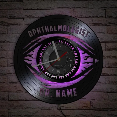 Reloj de pared para oftalmólogo de 12 pulgadas, 7 tipos de color LED, moderno, decorativo, analógico, negro, reloj de pared de cuarzo silencioso,
