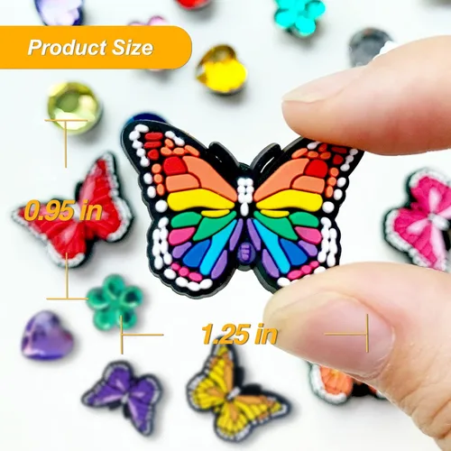 Miniatura 4 de pocpockets Dijes de decoración de zapatos de mariposa para zapatos, pulseras, pulseras y pulseras de PVC, decoración para mujeres, regalos de fiesta