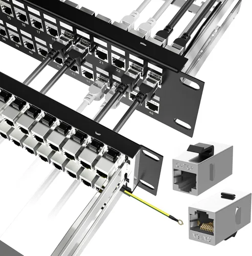 Miniatura 10 de Jadaol [Listado UL] Panel de Conexiones Cat6A Blindado de 24 Puertos, Panel RJ45 de Paso de 19" 1U para Montaje en Rack/Montaje en Pared con 24