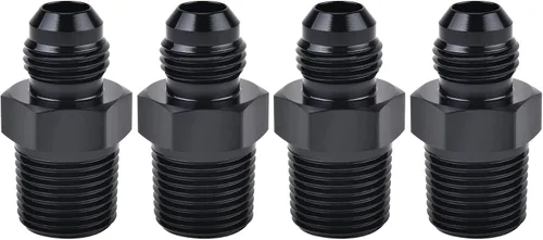 Miniatura 17 de EVIL ENERGY 3AN macho Flare a 1/4 "NPT adaptador de montaje de tubería de aluminio recto negro 4PCS