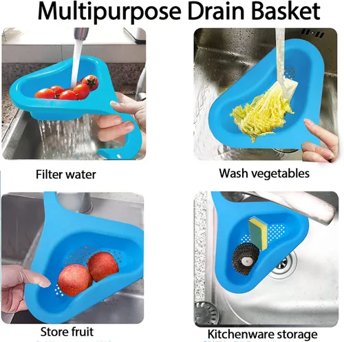 Miniatura 9 de Cesta de drenaje para fregadero de cocina, cesta de drenaje de cisne para fregadero de cocina, estante escurridor multifuncional triangular, filtro