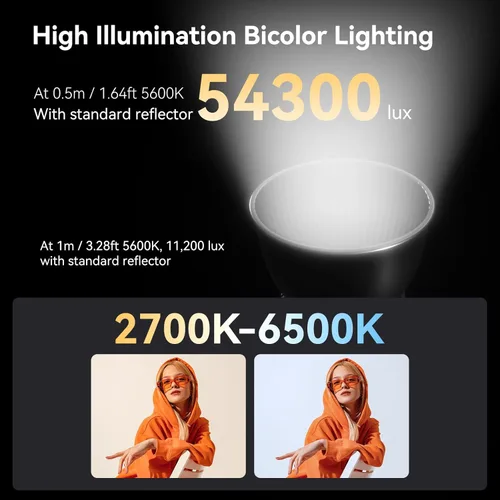 Miniatura 5 de SmallRig Luz de Video RC 60B COB, Batería de 49Wh, 45 Minutos de Funcionamiento, 63W 11200lux CRI 97+ Luz de Video LED Bicolor, Luz de Salida 60B