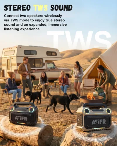 Miniatura 4 de Altavoz Bluetooth para exteriores, graves fuertes de 160 W. Resistente, IP67 impermeable, tiempo de reproducción 24 horas con luces, altavoces Negro