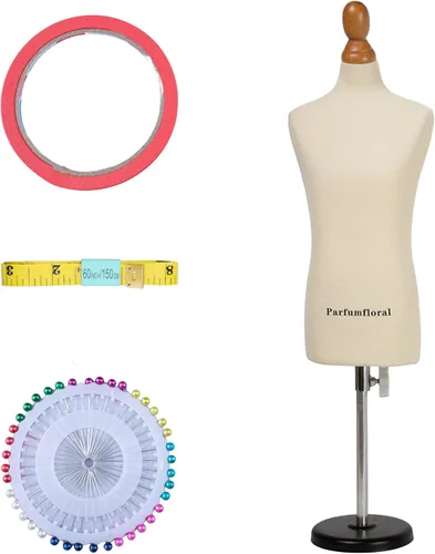 Maniquí de forma de vestido masculino (no tamaño completo, altura del cuerpo de 12.8 pulgadas para costura, 1/3 de tamaño, maniquí de modista