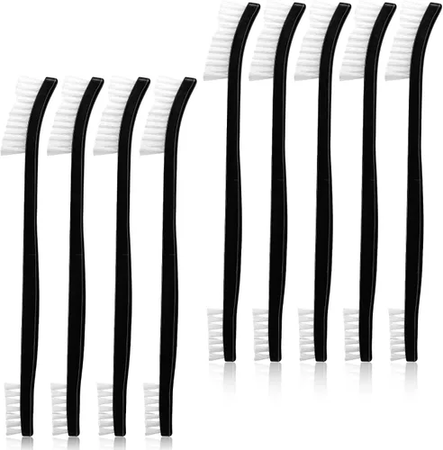 Juego de 9 cepillos de limpieza de doble punta de nailon, cepillo de limpieza multiusos para pequeños detalles, cepillo para hendiduras, mini