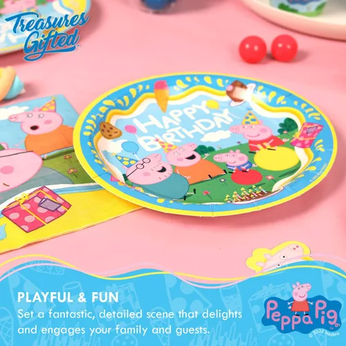 Miniatura 4 de Treasures Gifted Platos de postre de Peppa Pig con licencia oficial, platos de fiesta de Peppa Pig de 8 a 7 pulgadas, suministros para fiesta