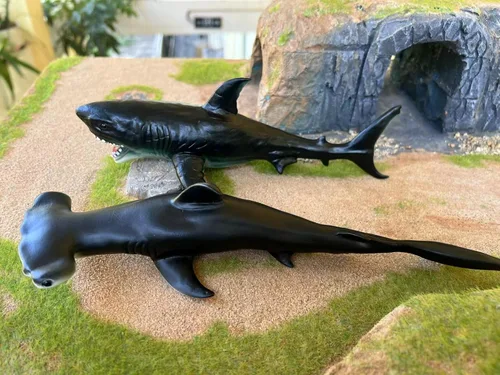 Miniatura 5 de Gemini&Genius Great White Shark Hammerhead Shark Toy Set – Figura de acción de animales marinos modelo océano conjunto de juguetes – 10 pulgadas
