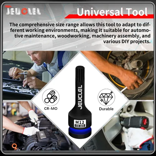 Miniatura 4 de M12 Triple Square Impact Spline Bit Socket, 0.472 in métrico 1/2-Inch Impact Drive Triple Square Socket, Cr-Mo Acero Alargar Destornillador Adaptador