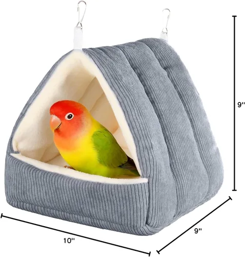 Miniatura 8 de Cama pequeña para pájaros cálida de invierno para jaula con hamaca colgante y tienda de campaña de felpa suave, nido para dormir escondido