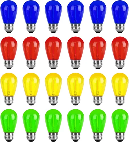Miniatura 11 de Visther Bombillas de Repuesto Paquete de 24 Bombillas LED S14 de Colores para Luces de Cadena de Repuesto, Base E26 1W Plástico Irrompible