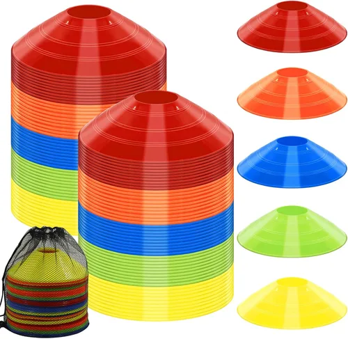 Soccer Cones for Training, 100/15 Pack Agility Cones with Carry Bag, Multi-Color Disc Cones for Sports Training, Soccer, Football, Basketball, Field