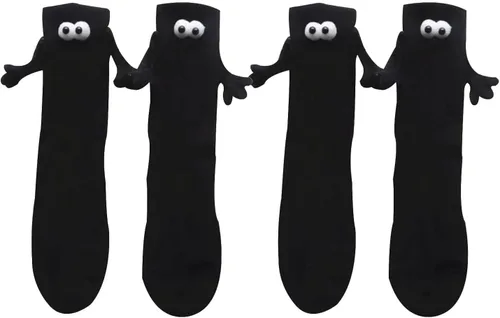 2 pares de calcetines para parejas, calcetines de tubo medio 3D, calcetines magnéticos para muñecas, calcetines de ojo grande para parejas, amigos,