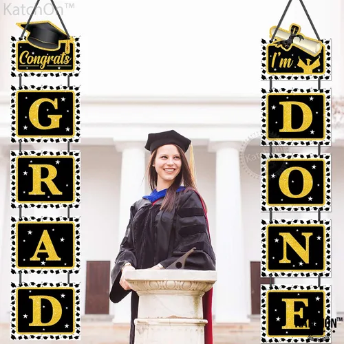 Miniatura 3 de KatchOn, Cartel de puerta de graduación con texto en inglés «Congrats Grad» de 59 pulgadas, sin bricolaje Cartel de puerta de graduación «I'm