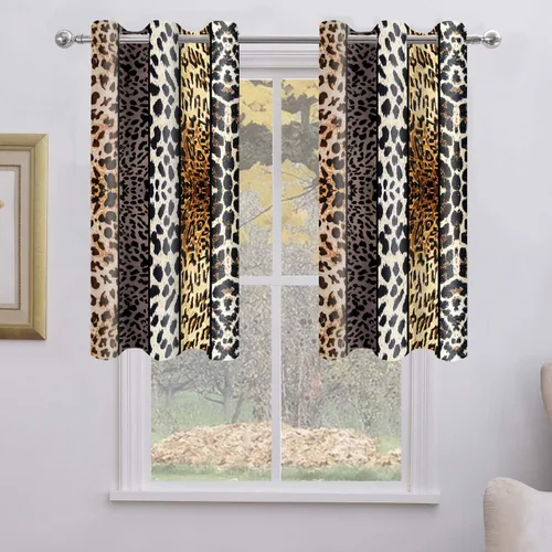 Miniatura 51 de Cortina opaca con estampado de animales salvajes, para oscurecer la habitación, con aislamiento térmico, con ojales para sala, comedor, dormitorio
