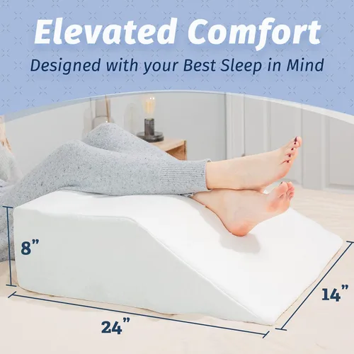 Miniatura 2 de Abco Tech Almohada de elevación de piernas de 8 pulgadas con parte superior de espuma viscoelástica – Eleva el descanso de las piernas para reducir