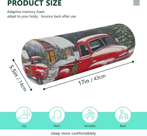 Miniatura 3 de Red Truck Farm - Almohada de cuello de Navidad para alivio del cuello con funda extraíble lavable, cojín redondo de espuma viscoelástica, diseño