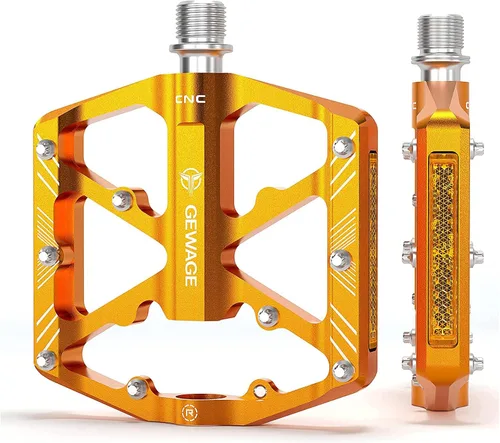 Pedales de bicicleta de 9/16 pulgadas, pedales de bicicleta con reflectores, 3 rodamientos sellados, pedales de plataforma ancha para bicicleta de