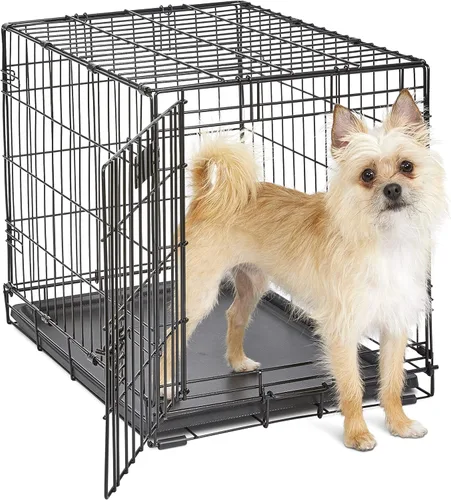 Miniatura 14 de Midwest Homes for Pets iCrate - Jaula plegable para perros de 18 pulgadas con panel divisor, bandeja a prueba de fugas y pestillos seguros, perrera