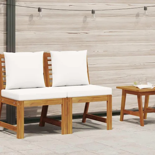 Miniatura 2 de vidaXL Sofá medio, sofá seccional con cojines, asiento modular con mesa de té, juego de muebles de exterior para jardín, rústico, madera de acacia