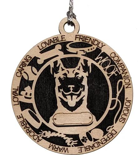 Miniatura 35 de Adorno de Navidad personalizado de madera para perro de 3 pulgadas, nombre y texto personalizables, hecho a mano en Estados Unidos, diseño de corte
