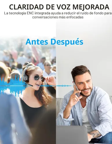 Miniatura 6 de TECKNET Auriculares Bluetooth para Camioneros, Auriculares Inalámbricos de Una y Dos Orejas con Micrófono para Trabajo con Cancelación de Ruido, 50