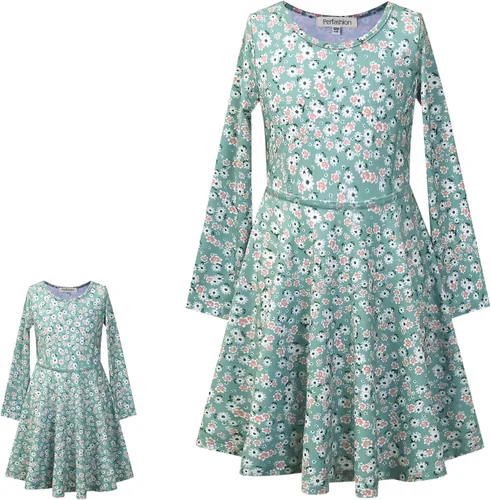 Miniatura 22 de Perfashion Vestidos a juego para niñas y muñecas sin mangas/manga larga, acampanados, faldas de fiesta de unicornio