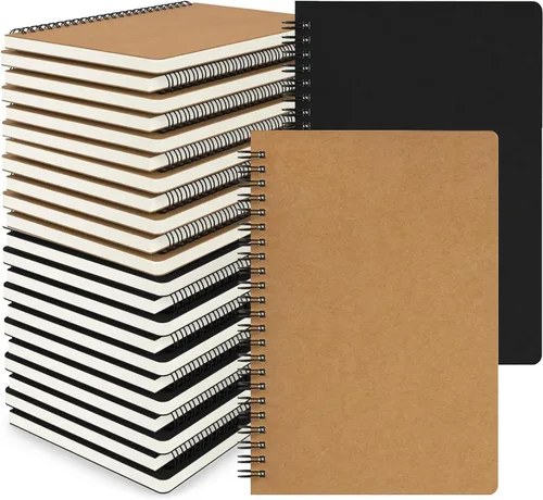 Miniatura 20 de EUSOAR - Cuaderno con espiral rayado, tamaño A5, paquete de 24 de 5.5" x 8.3", 120 páginas, cuaderno universitario con rayas, cuaderno de viaje