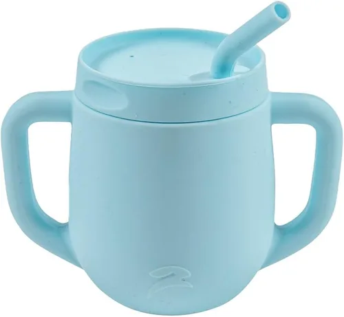Miniatura 9 de Taza de entrenamiento de silicona 3 en 1 con popote y tapa, vasos de transición de destete para bebés de 6 meses en adelante, a prueba de derrames