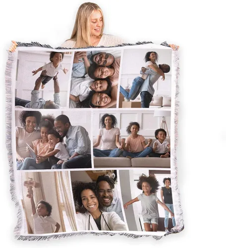 Miniatura 9 de FrameStory Manta personalizada con fotos y texto, totalmente personalizable con tus fotos y mensajes, manta tejida de mezcla de poliéster de algodón