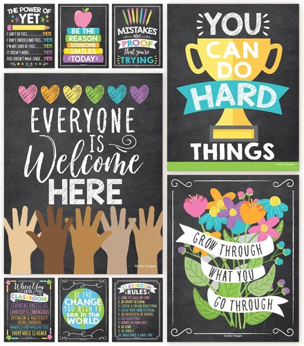 Miniatura 24 de Hadley Designs Póster motivacional para decoración de aula, 9 pósteres de aula de mentalidad de crecimiento, decoración de pared inspiradora