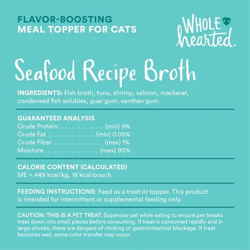 Miniatura 6 de WholeHearted by Petco - Caldos húmedos para comida para gatos que aumentan el sabor, paquete variado, 1.4 onzas, 12