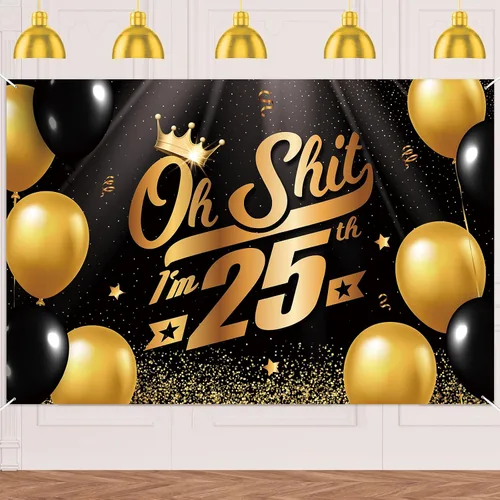 Miniatura 12 de Oh S*hit I'm 10th Banner telón de fondo negro dorado globos corona confeti Hallo Quince Cheers to 10 años decoración temática decoración para hombre