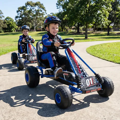 Miniatura 2 de HONEY JOY Pedal Go Kart, Go Kart de Pedal de 4 Ruedas para Niños Pequeños, Juguete de Coche de Pedal de Carreras, Adelante/Atrás, Asiento