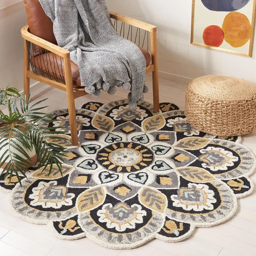 Miniatura 7 de SAFAVIEH - Alfombra de la colección Novelty, modelo NOV604M, estilo floral bohemio rústico campestre, hecha a mano, de lana, ideal para áreas