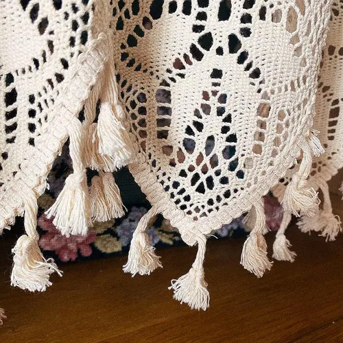 Miniatura 8 de Cenefa de cortina de ganchillo retro para ventana de cocina, cortinas bohemias para decoración de café, bolsillo para barra, cortinas cortas