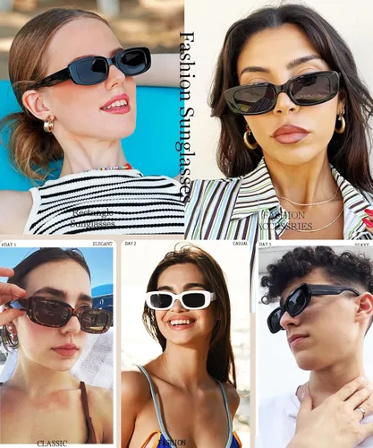 Miniatura 2 de BOJOD Gafas de sol rectangulares para mujer, gafas de sol retro de moda, protección UV 400, marco cuadrado, Marrón