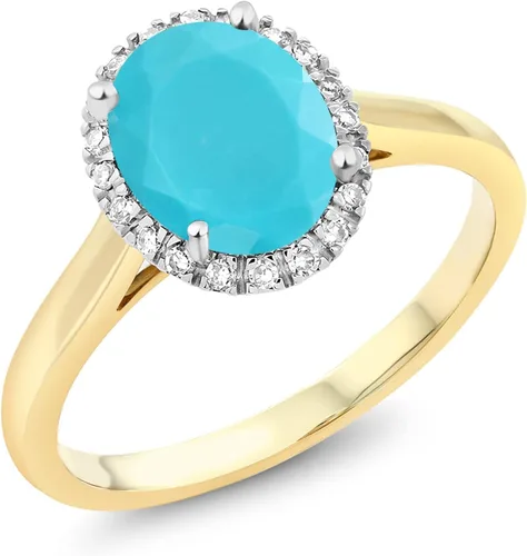 Miniatura 44 de Gem Stone King Anillo de compromiso ovalado de oro amarillo de 10 quilates con piedra natal y halo de diamantes Ovalado de 0.354 x 0.276 in