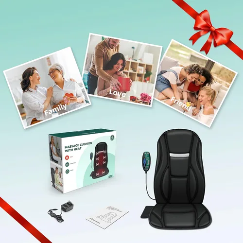Miniatura 6 de Snailax Masajeador de espalda de vibración con calor, masajeador de asiento con 8 motores vibratorios y 5 modos, cojín masajeador de silla, Negro