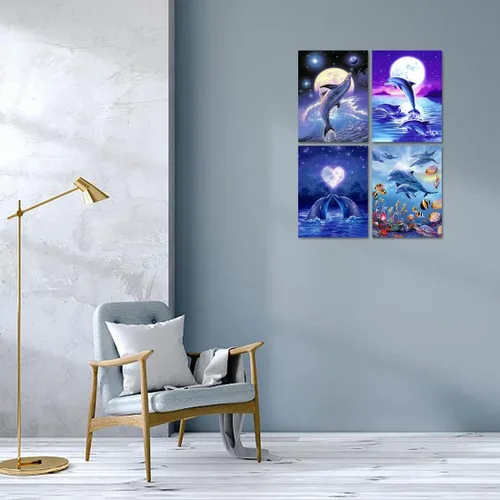 Miniatura 2 de Muzagroo Art Paquete de 4 Kits de Pinturas de Diamantes para Adultos Arte de Diamantes 5D DIY con Diamantes Redondos de Perforación Completa