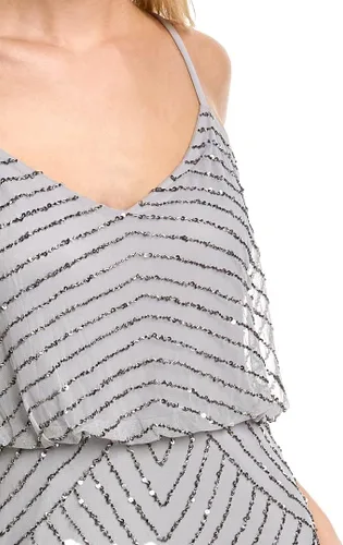 Miniatura 3 de Adrianna Papell Vestido tipo blusón con cuentas Art Deco para mujer