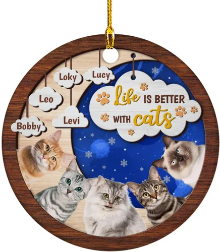 Miniatura 19 de Meowy Catmas - Divertido sombrero de Papá Noel con foto de gato, adorno de Navidad personalizado, regalos para gato, mamá, papá, lindo árbol