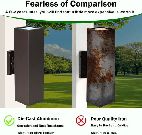 Miniatura 6 de iYogaled Lámpara de pared al aire libre del atardecer al amanecer, lámpara de pared para patio, luces de porche de bronce aceitado para pared al