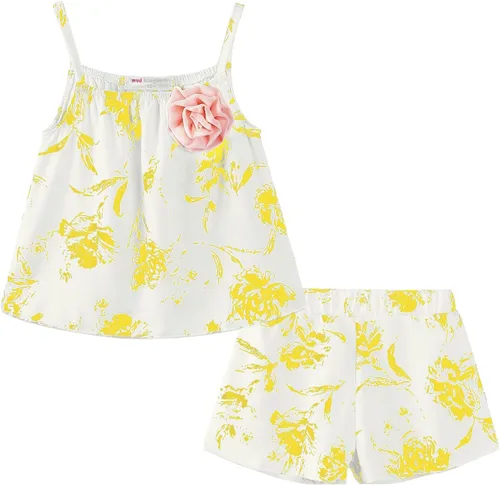 Miniatura 44 de LittleSpring Conjunto de verano para niñas con camiseta sin mangas y pantalones cortos florales